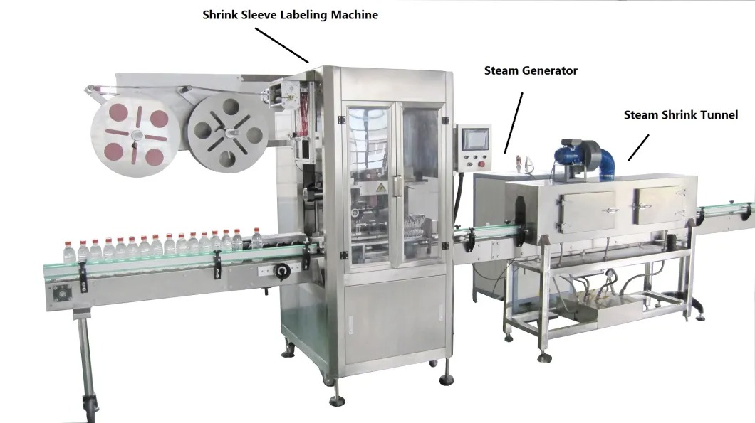 Автоматическая машина для нанесения этикеток на термоусадочную пленку из ПВХ с двумя полосами